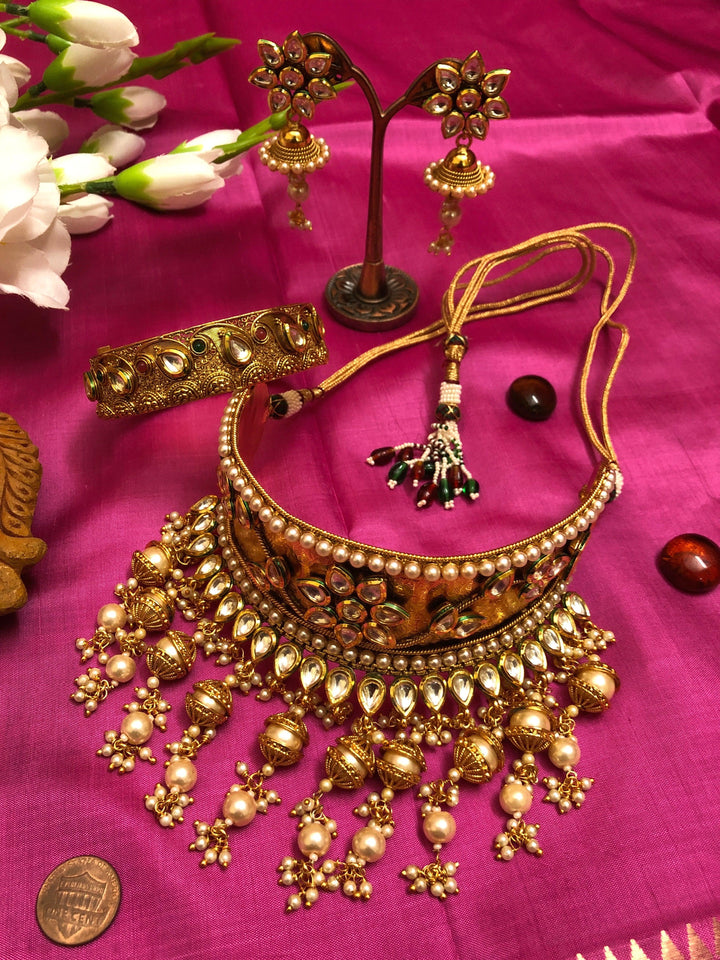 Golden Marwar Style Rajasthani Choker Necklace Set