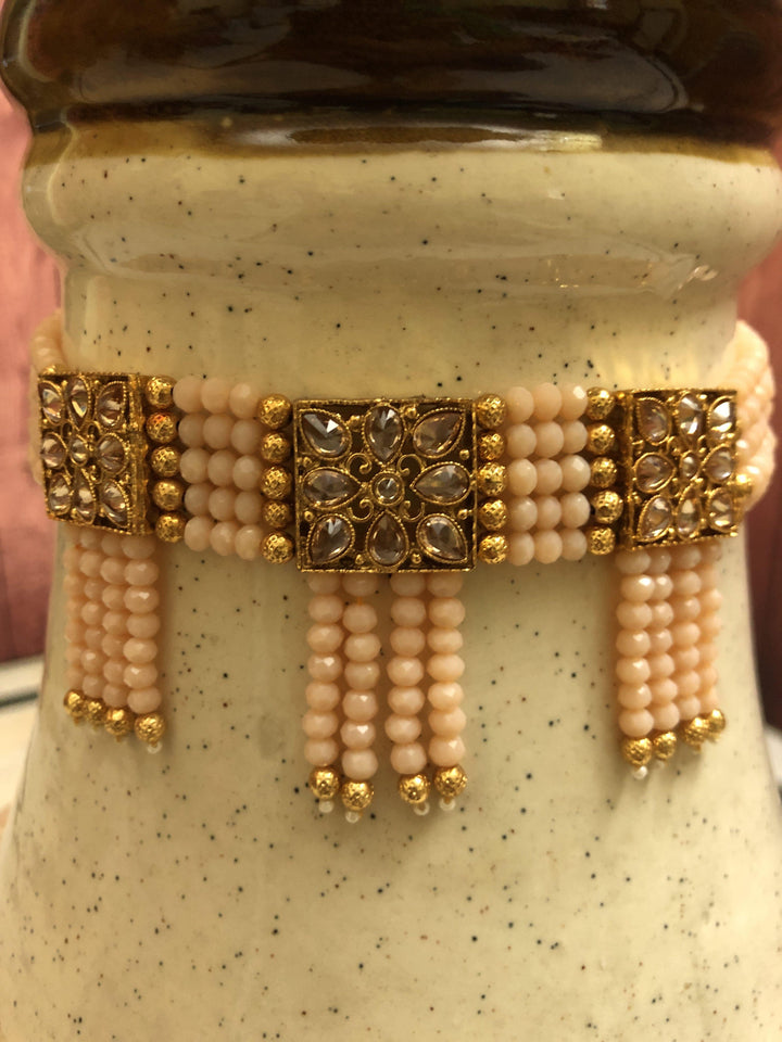 Golden Multipendant Shelley Choker Necklace Set