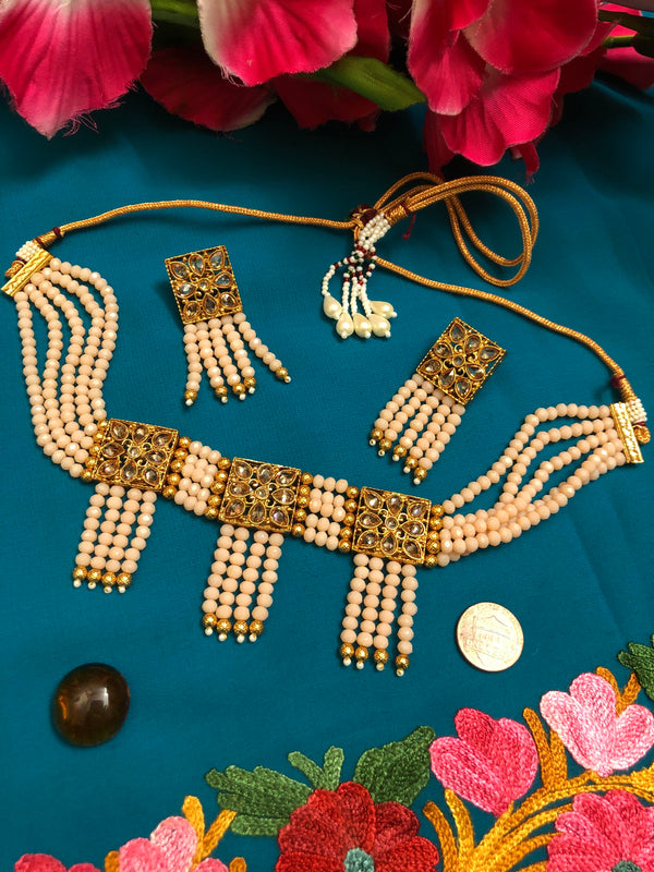 Golden Multipendant Shelley Choker Necklace Set