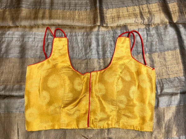 Golden Yellow Color Sleeveless Chanderi Blouse
