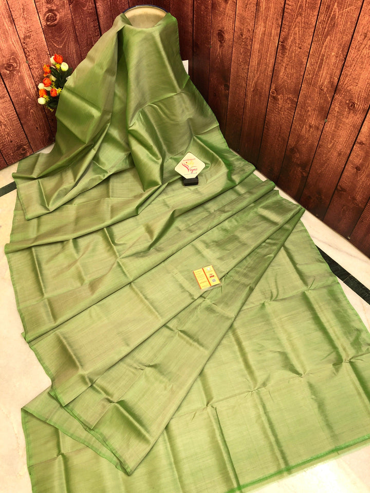 Leaf Green Color Bishnupur Katan Silk Saree