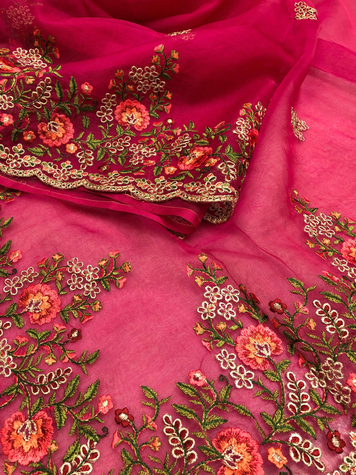 Light Red Wine Color Resham Handloom with Machine Embroidery and Meenakari Work
