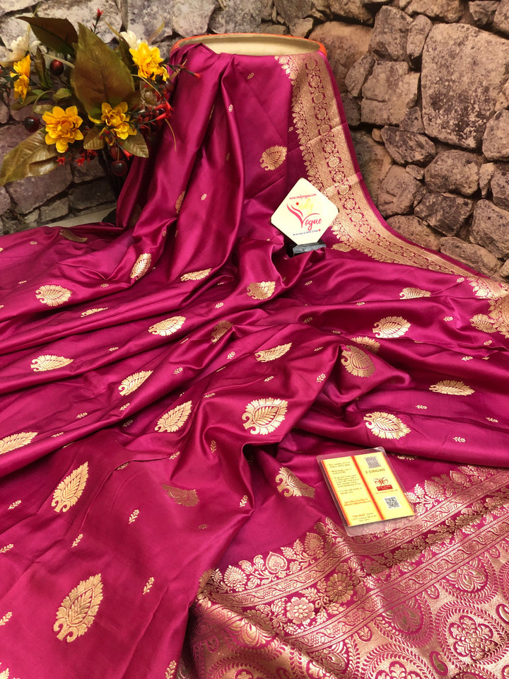 Magenta Color Pure Katan Banarasi Saree
