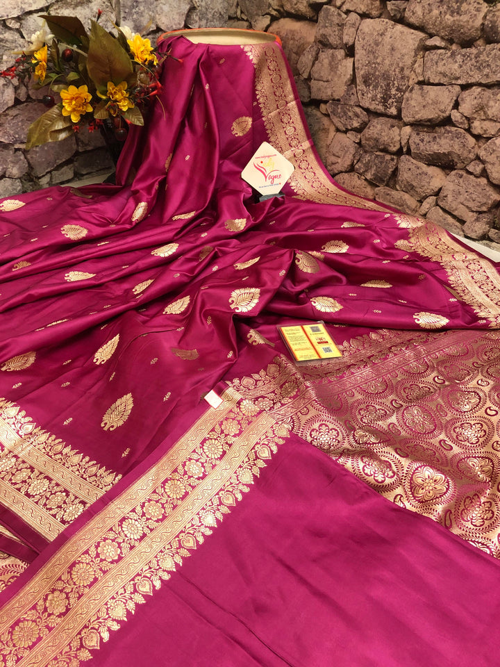 Magenta Color Pure Katan Banarasi Saree
