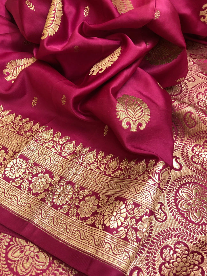 Magenta Color Pure Katan Banarasi Saree