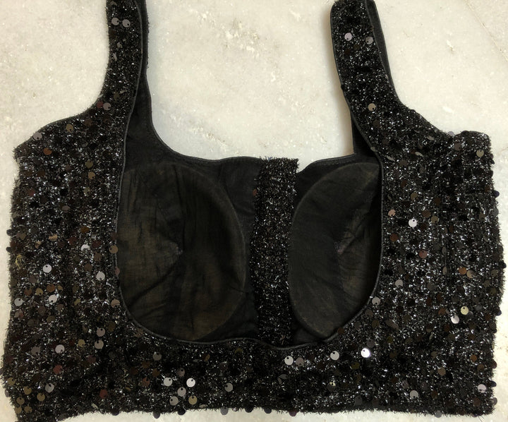 Midnight Black Color Designer Blouse with Sequins