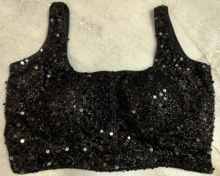 Midnight Black Color Designer Blouse with Sequins