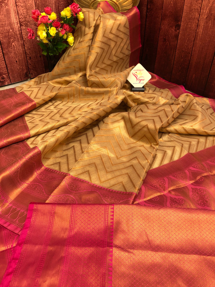 Natural Tussar Color Tissue Silk Saree