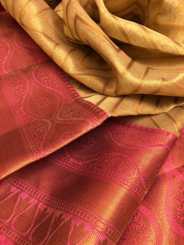 Natural Tussar Color Tissue Silk Saree