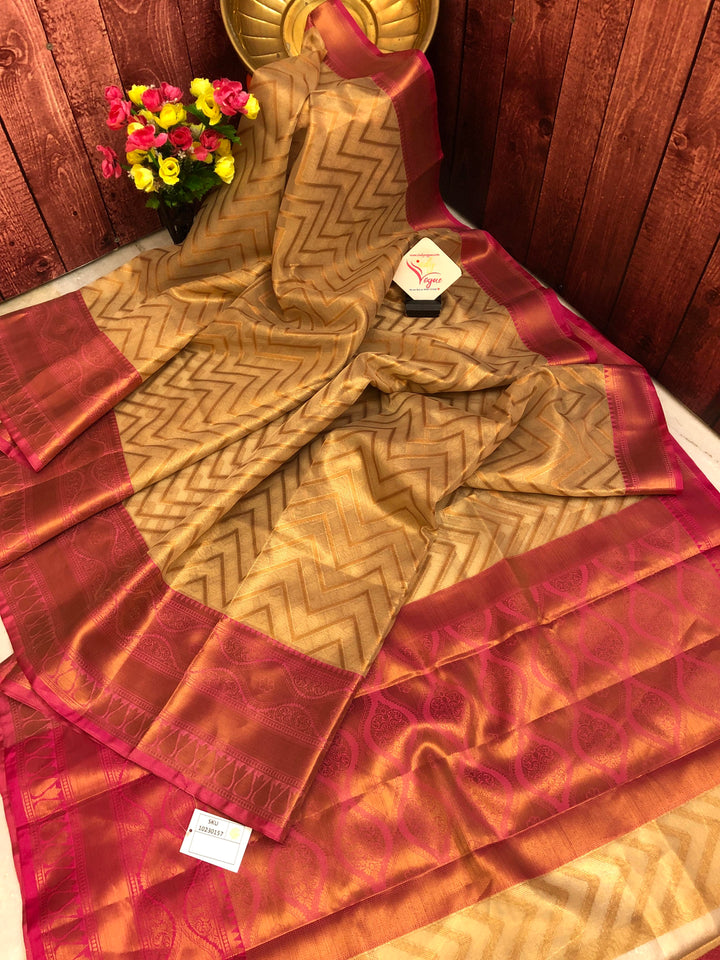 Natural Tussar Color Tissue Silk Saree