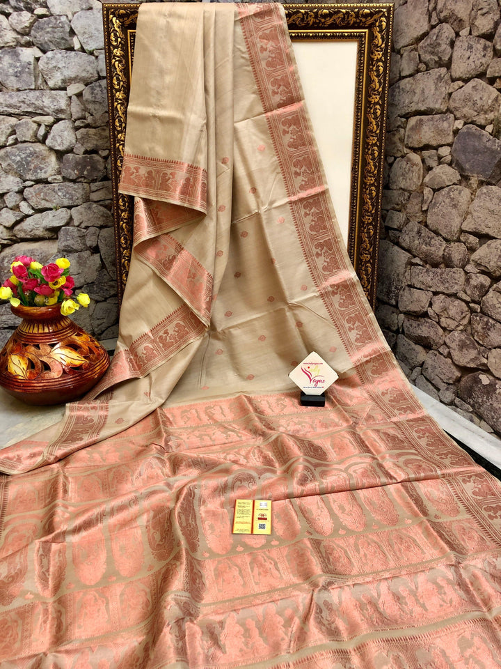 Natural Tussar Color Tussar Baluchari Silk Saree