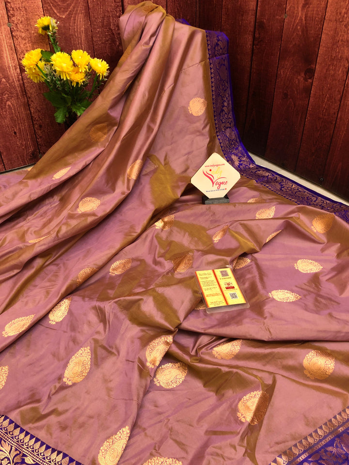 New York Pink Color Pure Katan Banarasi Saree
