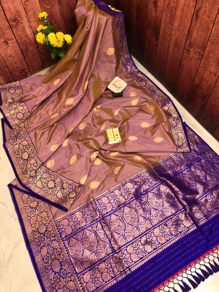 New York Pink Color Pure Katan Banarasi Saree