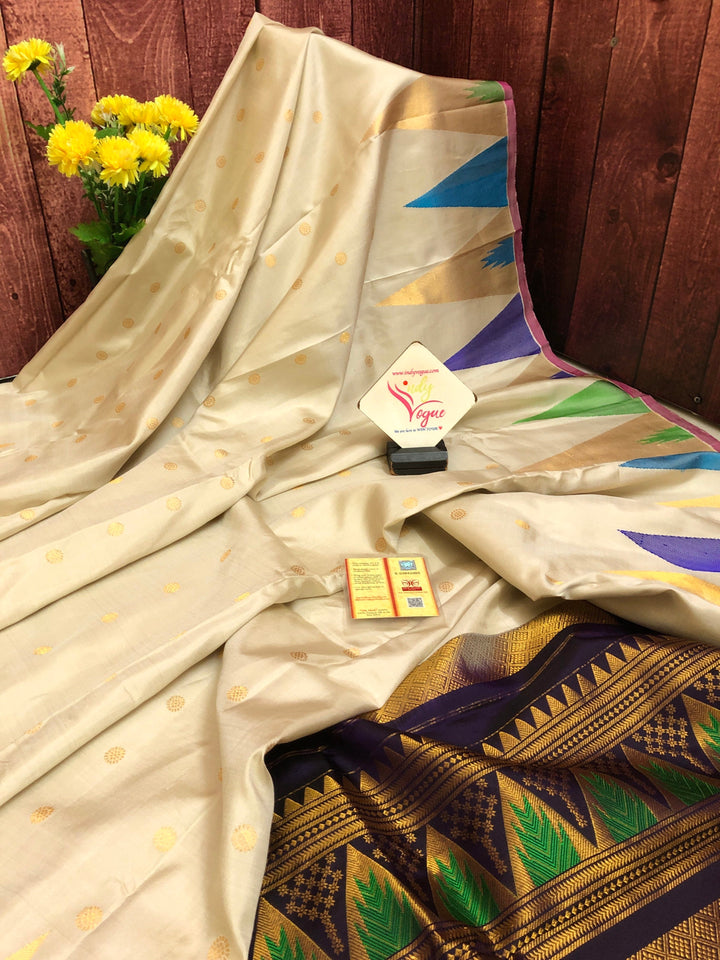 Off White Color Pure Gadwal Silk Saree
