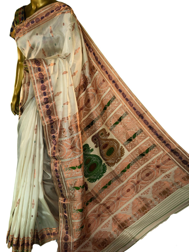 Offwhite Color Revival Golani Baluchari Silk Saree with Meenakari Work