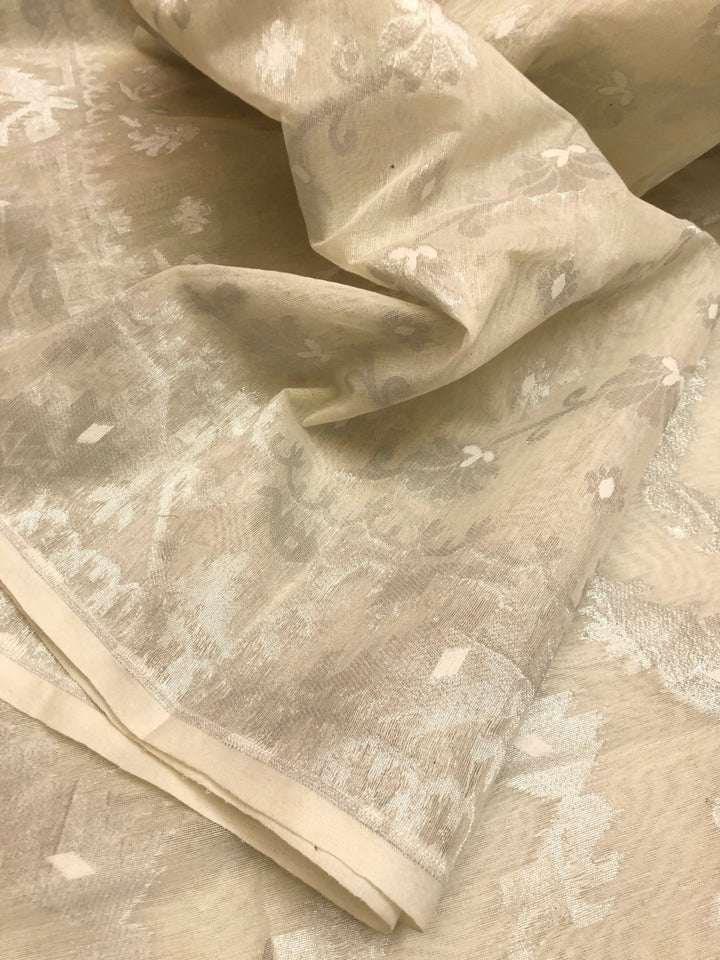 Pearl White Color Jamdani Saree