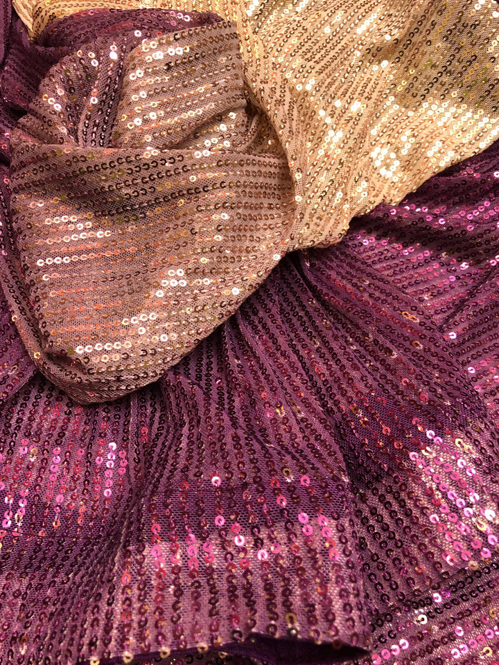 Purple and Butter Color Two Shade Designer Net Saree with Sequin Work