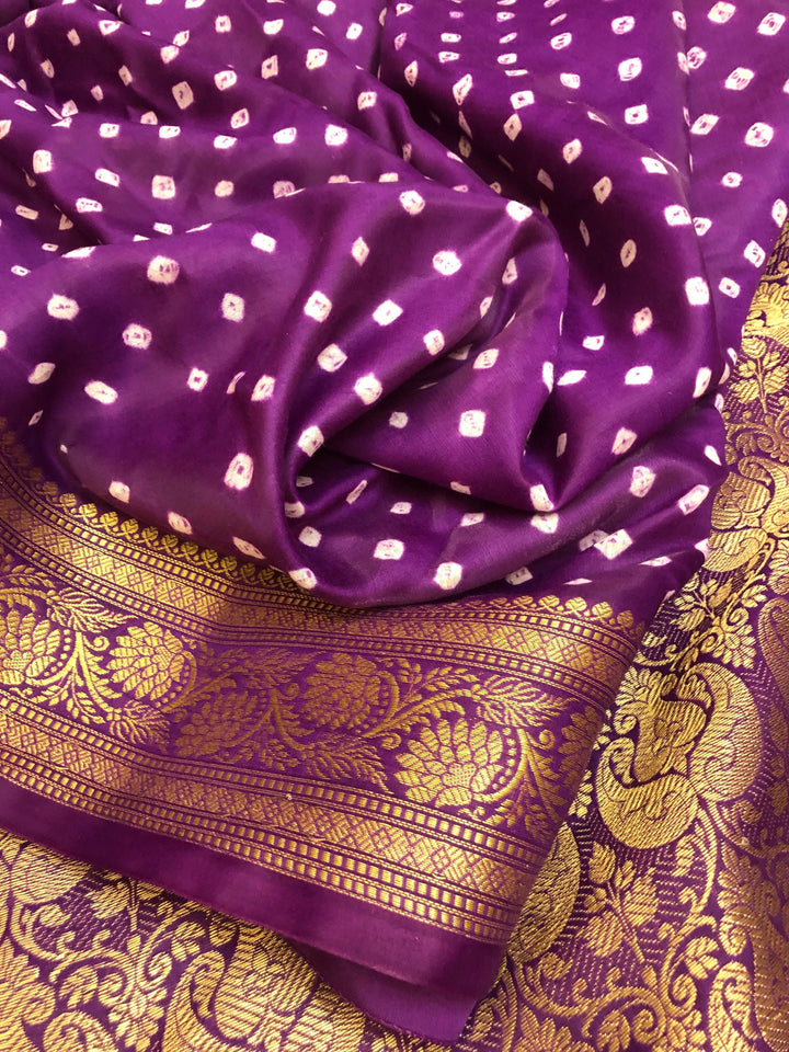 Purple Color Designer Modal Silk Saree with Hand Bandhej Work