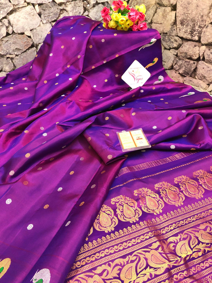 Purple Color Pure Gadwal Silk Saree