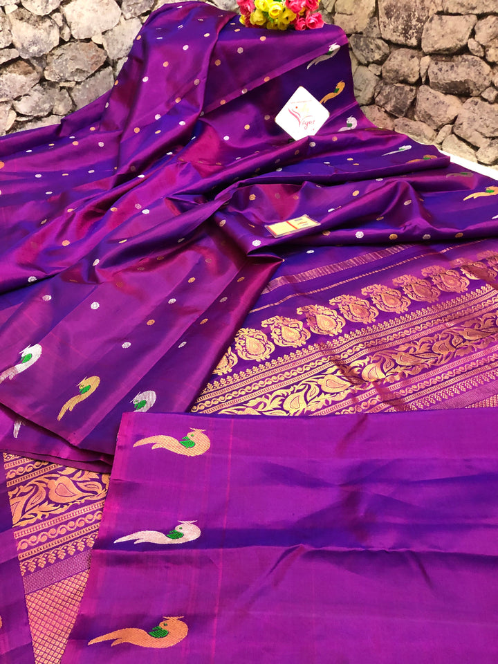 Purple Color Pure Gadwal Silk Saree