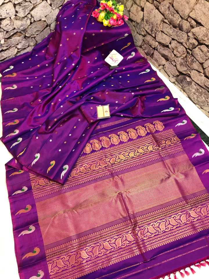 Purple Color Pure Gadwal Silk Saree