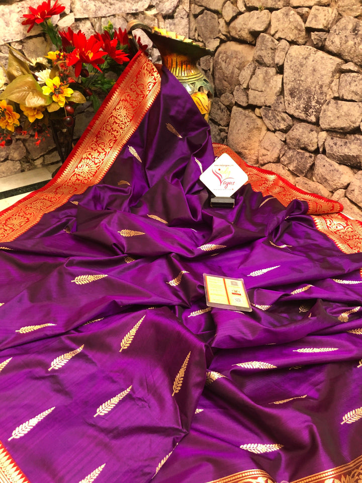 Purple Color Pure Katan Banarasi Saree