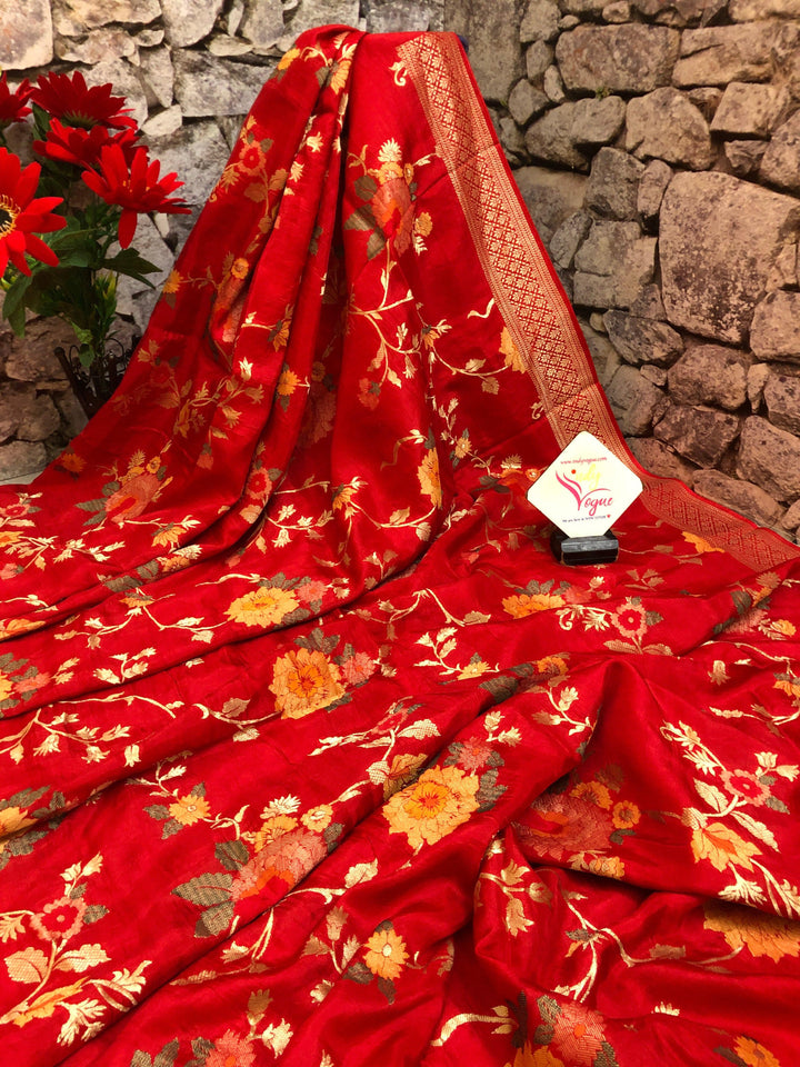 Royal Red Color Muga Silk Saree
