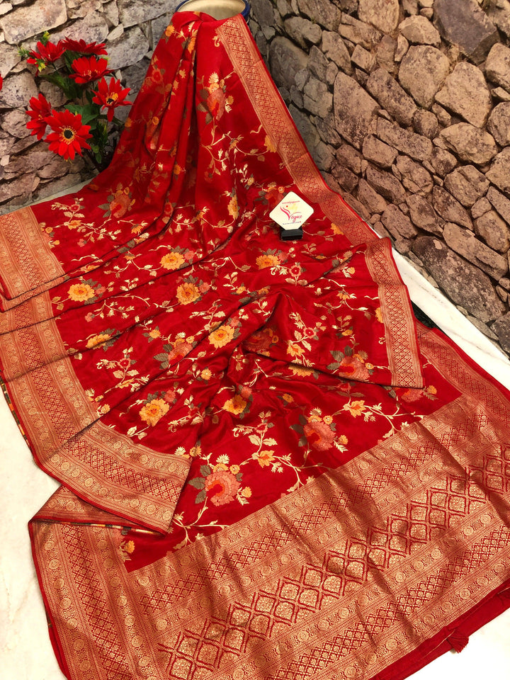 Royal Red Color Muga Silk Saree