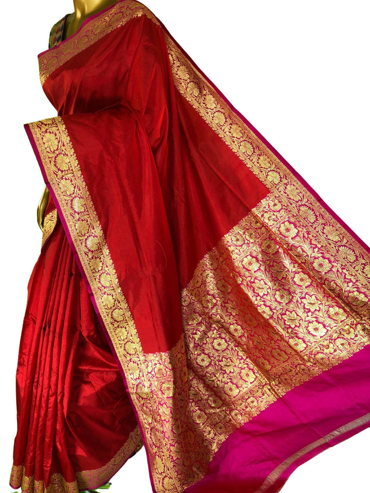 Royal Red Color Pure Katan Banarasi Saree with Tanchoi Pallu