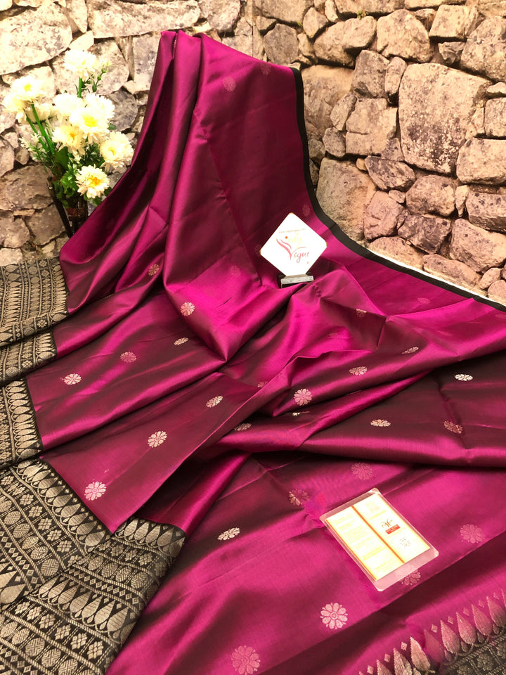 Ruby Wine Color Pure Kanchipuram Soft Silk Saree