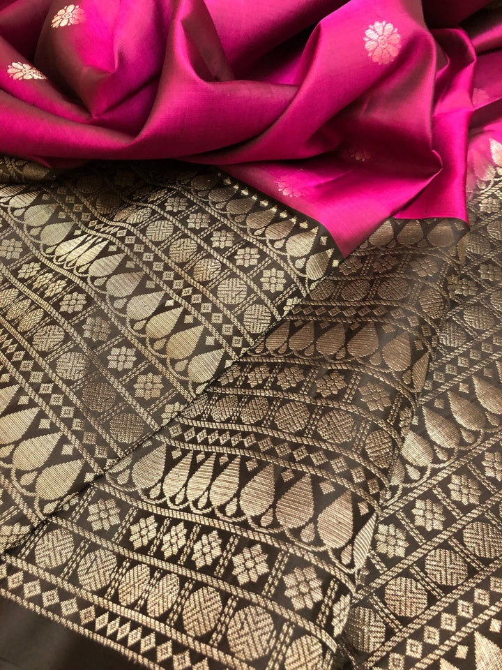 Ruby Wine Color Pure Kanchipuram Soft Silk Saree
