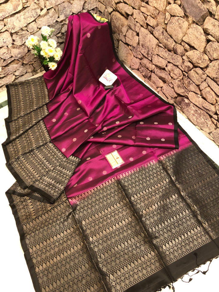 Ruby Wine Color Pure Kanchipuram Soft Silk Saree
