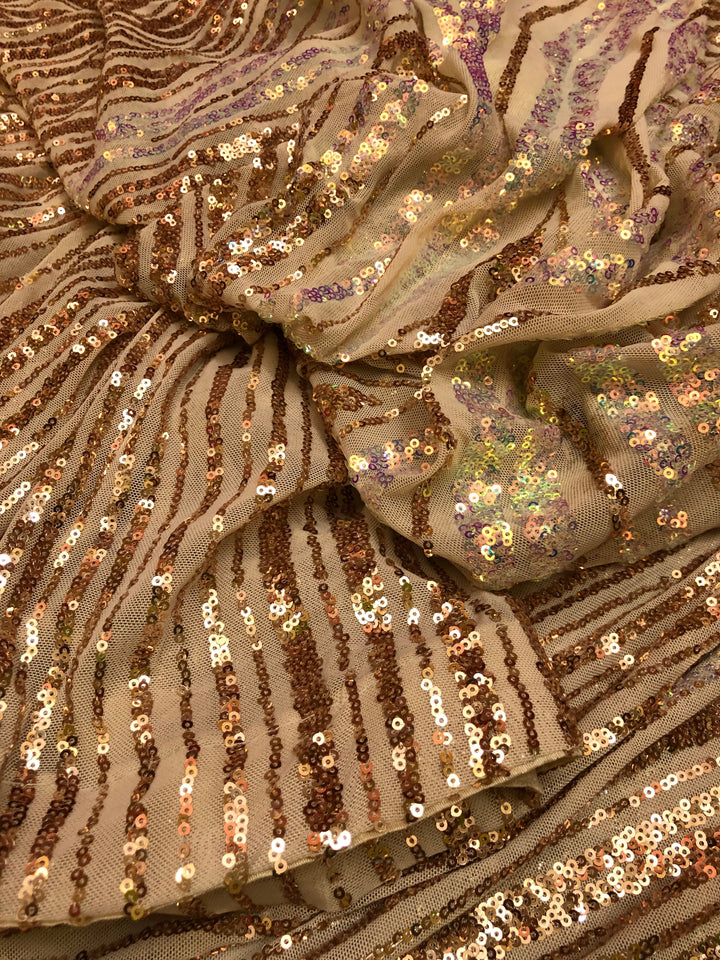 Shimmer Golden Color Designer Net Saree with Sequin Work