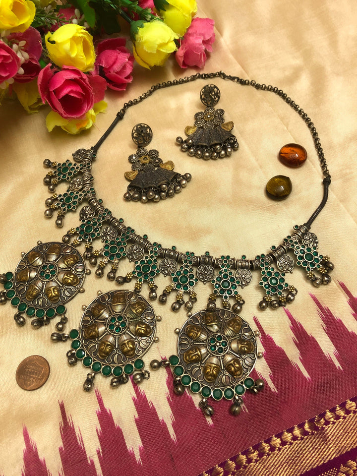 Statement Silver Afghan Necklace Set