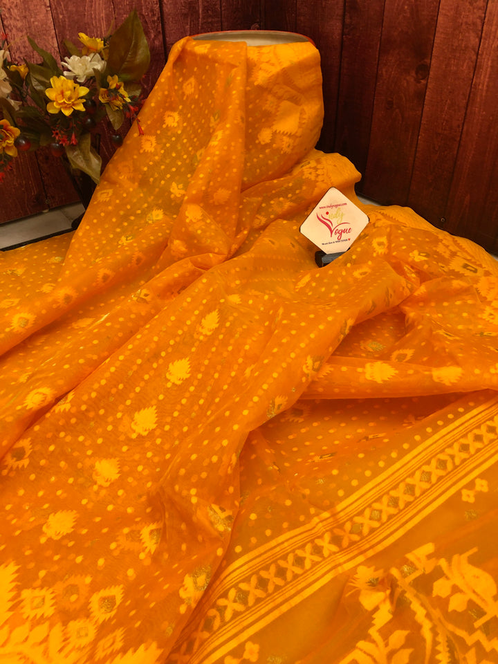 Sunset Yellow Color Jamdani Saree