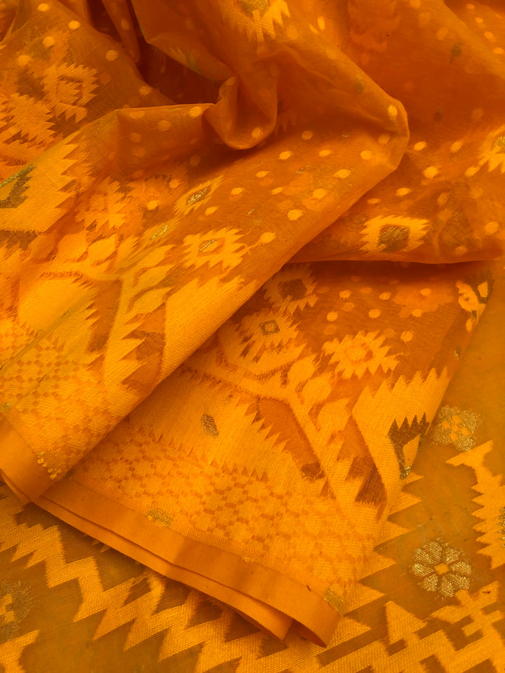 Sunset Yellow Color Jamdani Saree