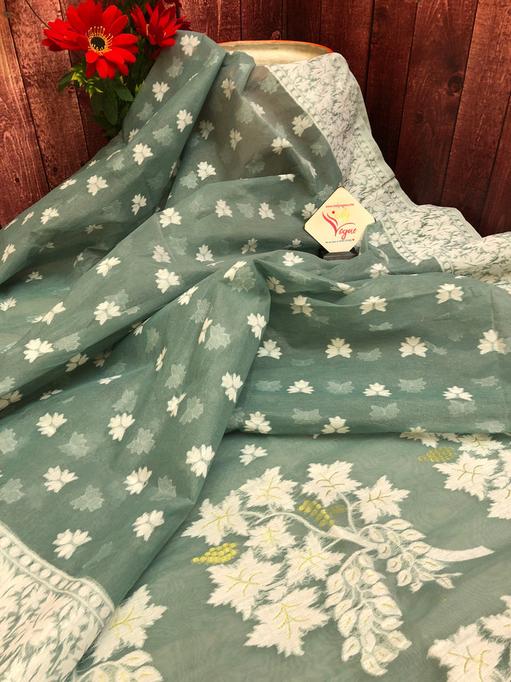 Tea Green Color Jamdani Saree