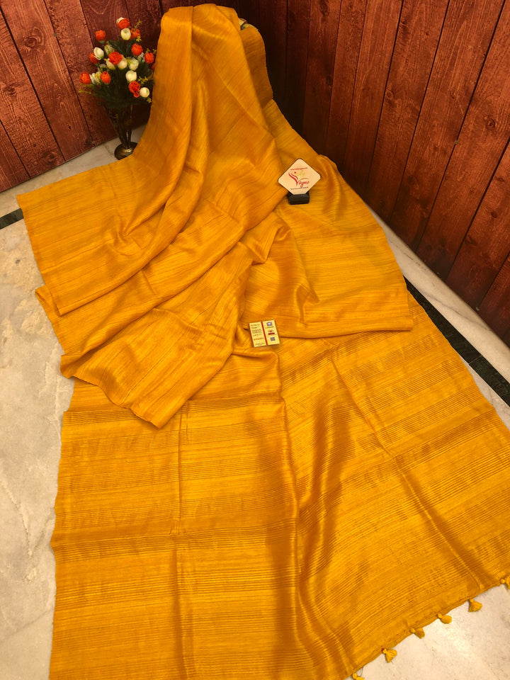 Turmeric Yellow Color Pure Matka Silk Saree