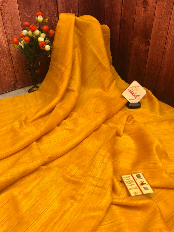 Turmeric Yellow Color Pure Matka Silk Saree
