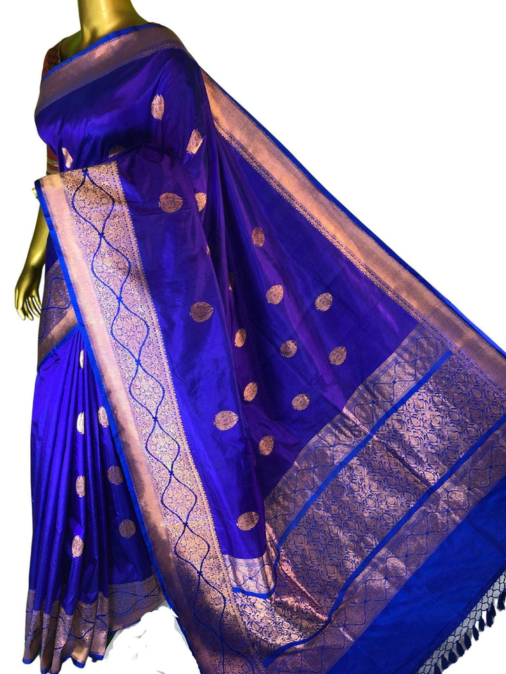 Ultramarine Blue Color Pure Katan Banarasi Silk Saree
