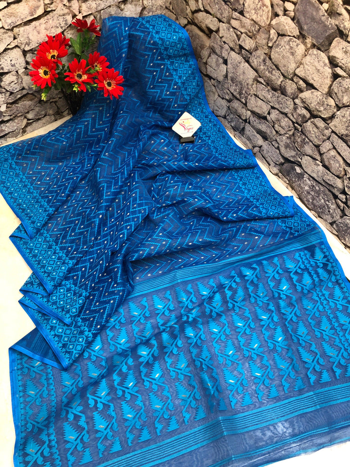 Yale Blue Color Jamdani Saree
